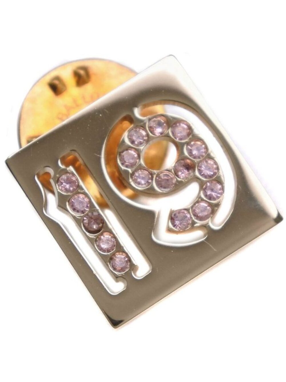 Chanel No.19 Pin Brooch Gold Plated And Rhinestone 4.1 g